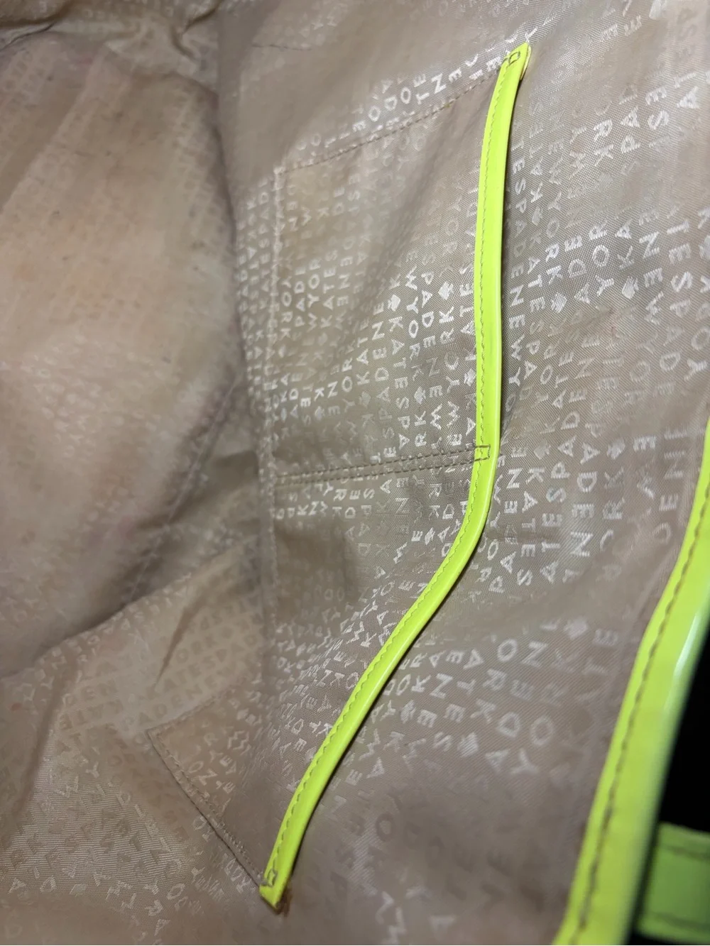 kate spade Neon Yellow Patent Tote with Perforated Floral Pattern